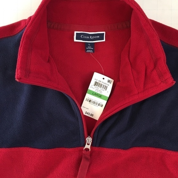 Club Room Men's Red Stretch 1/4-Zip Fleece Sweatshirt Size Large - Picture 5 of 12
